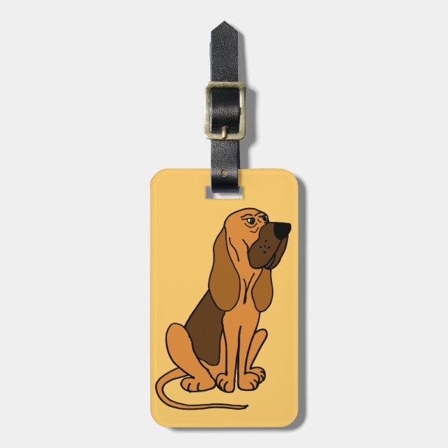 Funny Bloodhound Puppy Dog Luggage Tag (Front Vertical)