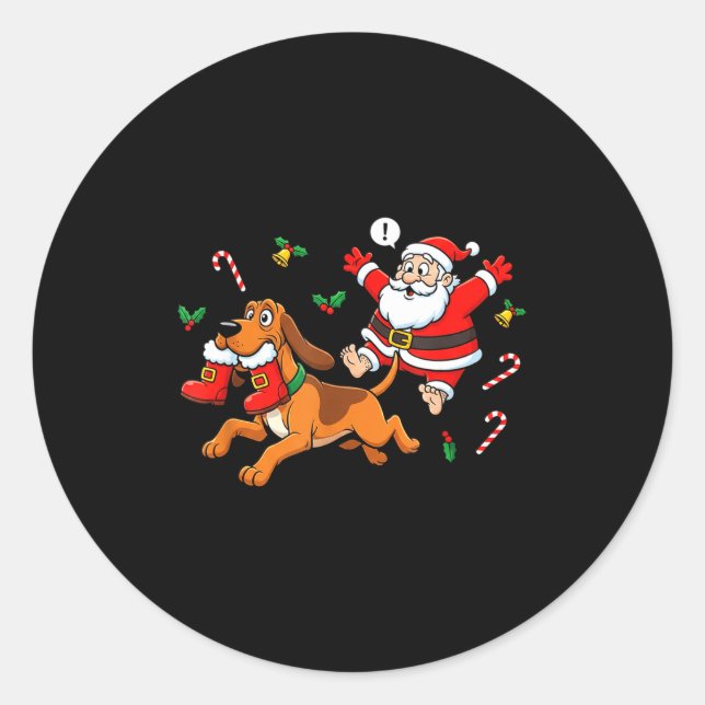 Funny Bloodhound Santa Claus Boots Christmas Women Classic Round Sticker (Front)