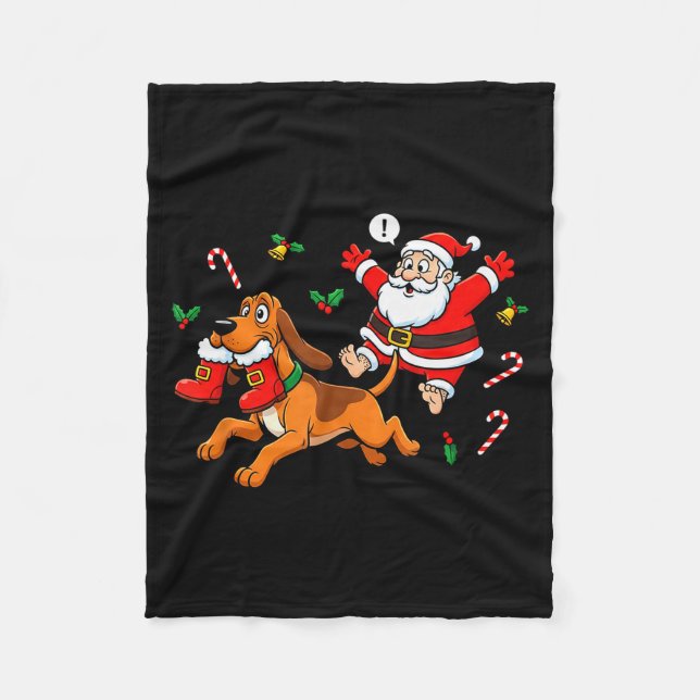 Funny Bloodhound Santa Claus Boots Christmas Women Fleece Blanket (Front)
