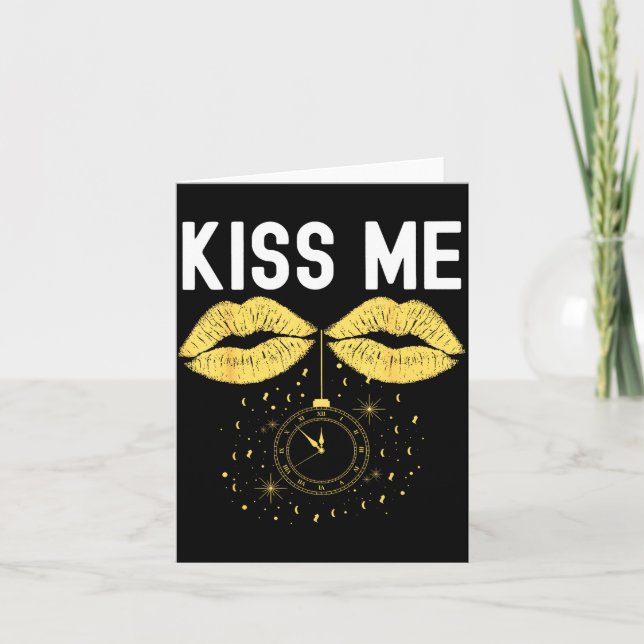 Funny Blow Me Kiss Me Happy New Year Couple Matchi Card (Front)