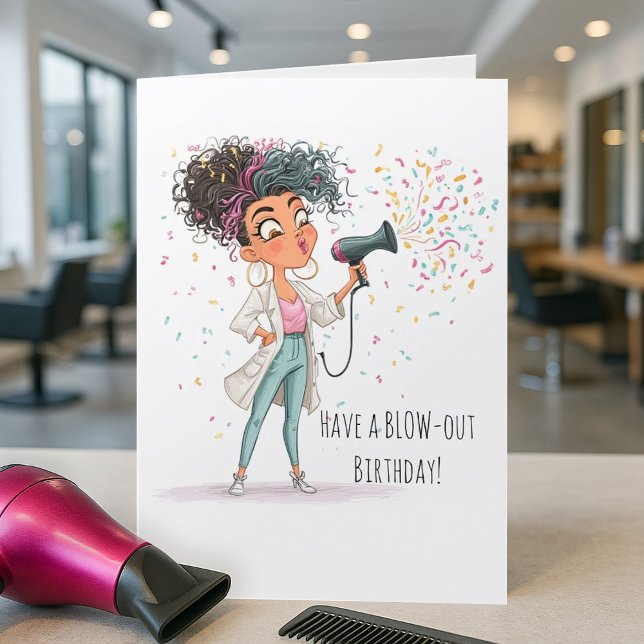 Funny Blow-Out Hairdresser Birthday Card (Creator Uploaded)