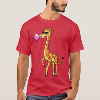 Funny Blowing Bubble Gum Giraffe Animal Lover Chew T-Shirt