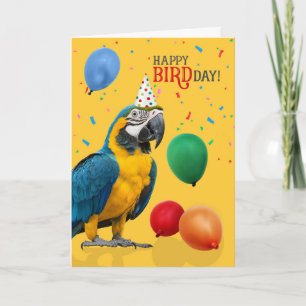 Funny Blue and Gold Macaw Parrot Birthday Card