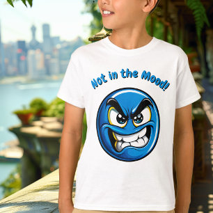 Funny Blue Angry Emoji Kids T-Shirt