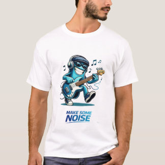 Funny Blue Bass Player Character Music  T-Shirt