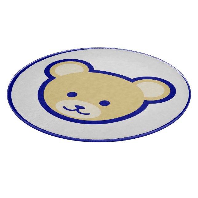 Funny Blue Beige Teddy Bear Cute Cartoon Cutting Board (Corner)