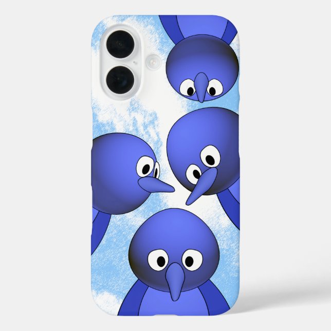 Funny Blue Birds Cartoon Case-Mate iPhone Case (Back)