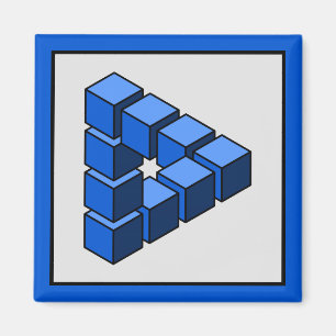 Funny Blue Black Grey Impossible Triangle Blocks Magnet
