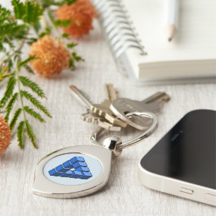 Funny Blue Black Impossible Triangle Blocks Key Ring