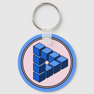Funny Blue Black Pink Impossible Triangle Blocks Key Ring