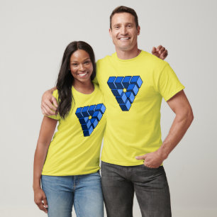 Funny Blue Black Toy Blocks Triangle Cartoon Art T-Shirt