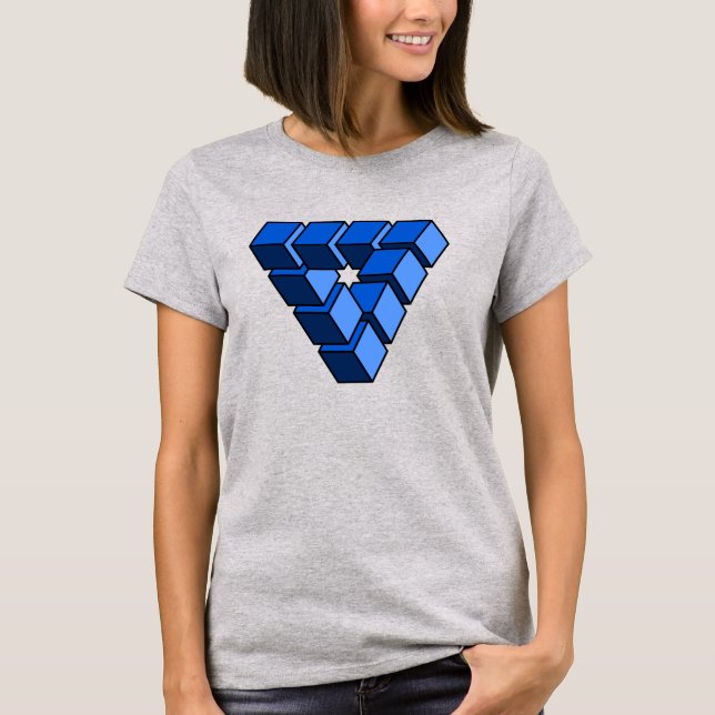 Funny Blue Black Toy Blocks Triangle Pop Art T-Shirt (Front)