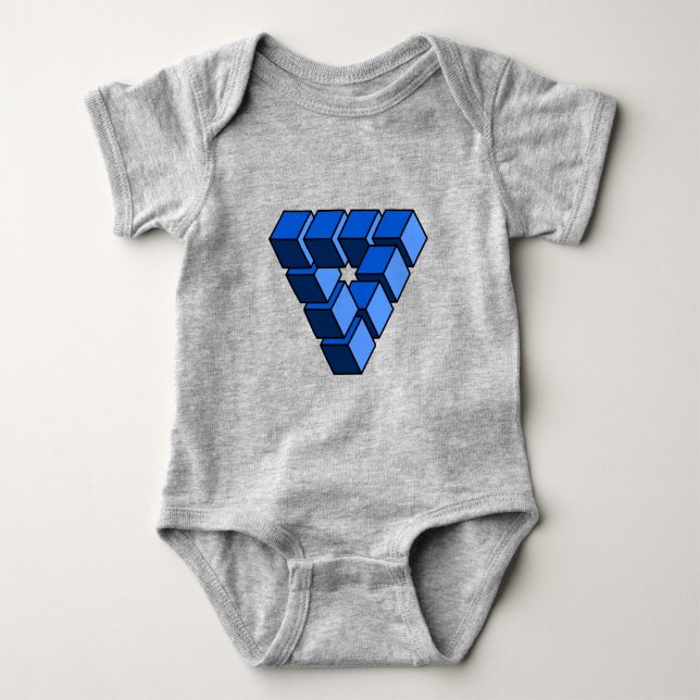 Funny Blue Black Toy Blocks Triangle Vector Art Baby Bodysuit (Front)