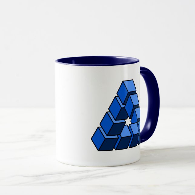 Funny Blue Black Toy Blocks Triangle Vector Art Mug (Front Right)