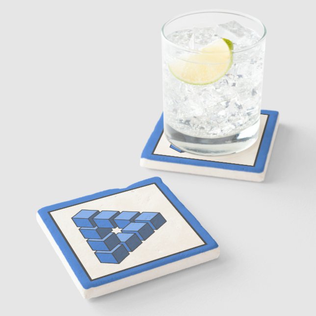Funny Blue Black Toy Blocks Triangle Vector Art Stone Coaster (Side)