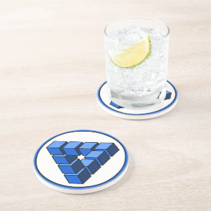 Funny Blue Black White Impossible Triangle Blocks Coaster