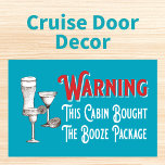 Funny Blue Booze Cabin Door Cruise Ship Magnet<br><div class="desc">Funny magnet for your cruise ship cabin door. Vintage style drawing of beer glass, margarita glass and martini glass. Warn your fellow cruise ship mates that a lot of partying is going to be happening. Fun typography Warning This Cabin Bought The Booze Package. Red, white blue and black colour theme....</div>