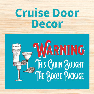 Funny Blue Booze Cabin Door Cruise Ship Magnet