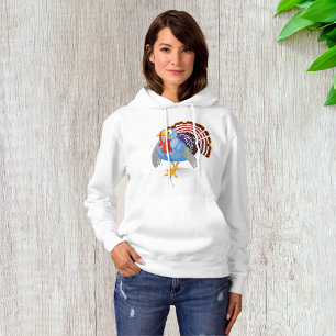 Funny Blue Cartoon Turkey with Patriotic Feathers  Hoodie