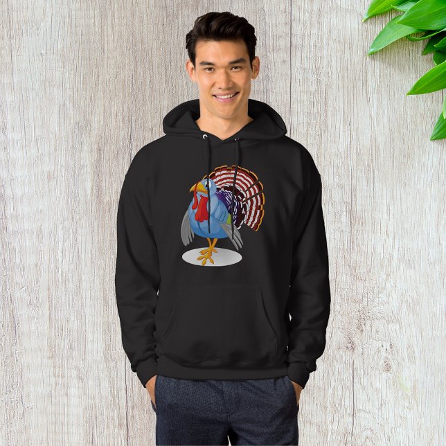 Funny Blue Cartoon Turkey with Patriotic Feathers  Hoodie (Creator Uploaded)