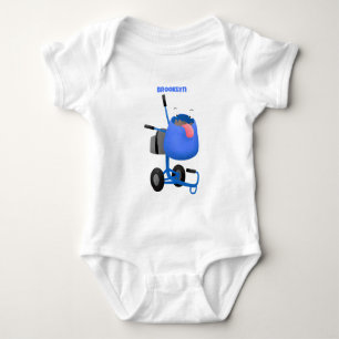 Funny blue cement mixer cartoon illustration baby bodysuit
