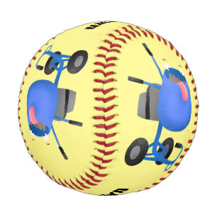 Funny blue cement mixer cartoon illustration baseball