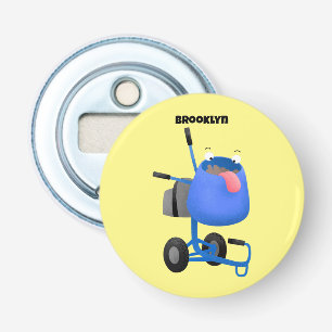 Funny blue cement mixer cartoon illustration bottle opener