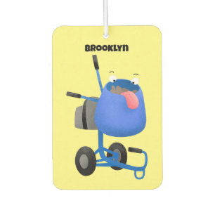 Funny blue cement mixer cartoon illustration car air freshener