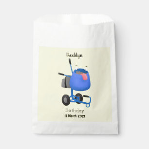 Funny blue cement mixer cartoon illustration favour bags