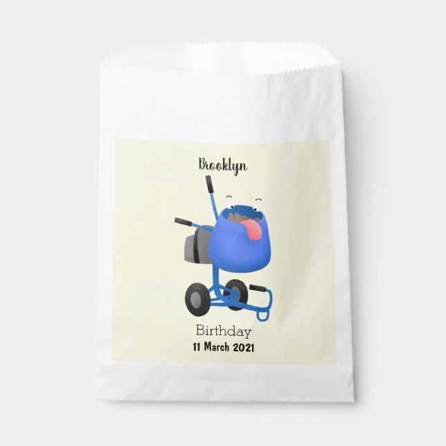 Funny blue cement mixer cartoon illustration favour bags (Front)