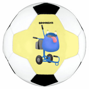 Funny blue cement mixer cartoon illustration football