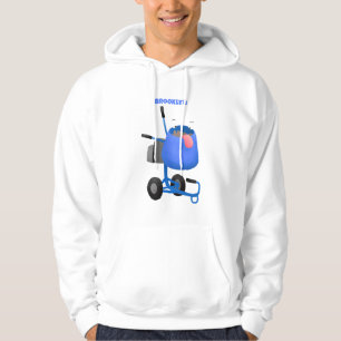 Funny blue cement mixer cartoon illustration hoodie