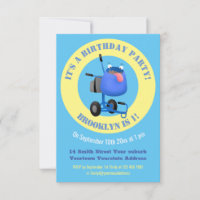 Funny blue cement mixer cartoon illustration