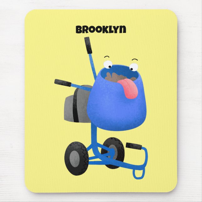 Funny blue cement mixer cartoon illustration  mouse mat (Front)