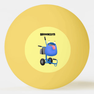 Funny blue cement mixer cartoon illustration ping pong ball