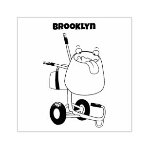 Funny blue cement mixer cartoon illustration rubber stamp