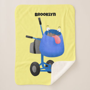 Funny blue cement mixer cartoon illustration sherpa blanket