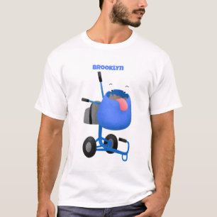 Funny blue cement mixer cartoon illustration T-Shirt