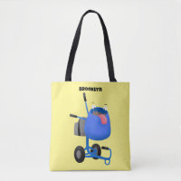 Funny blue cement mixer cartoon illustration 