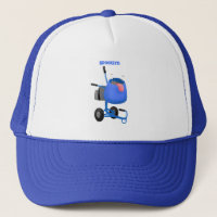 Funny blue cement mixer cartoon illustration