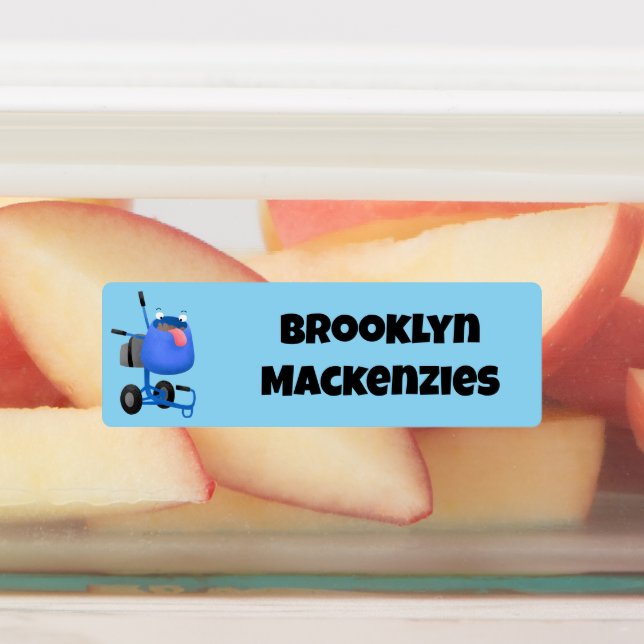 Funny blue cement mixer cartoon personalised  (Affixed)