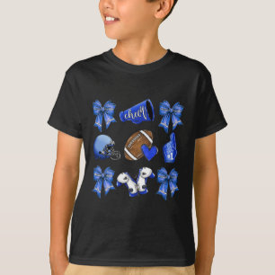 Funny Blue Cheer Coquette Football Mum Women Girls T-Shirt