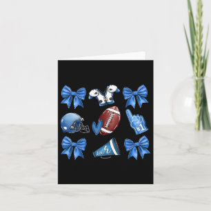 Funny Blue Cheer Football Game Day Coquette Bow To Card