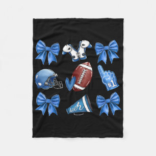 Funny Blue Cheer Football Game Day Coquette Bow To Fleece Blanket