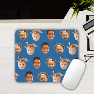 Funny Blue Custom Dad of 3 Kids Photo Mouse Mat