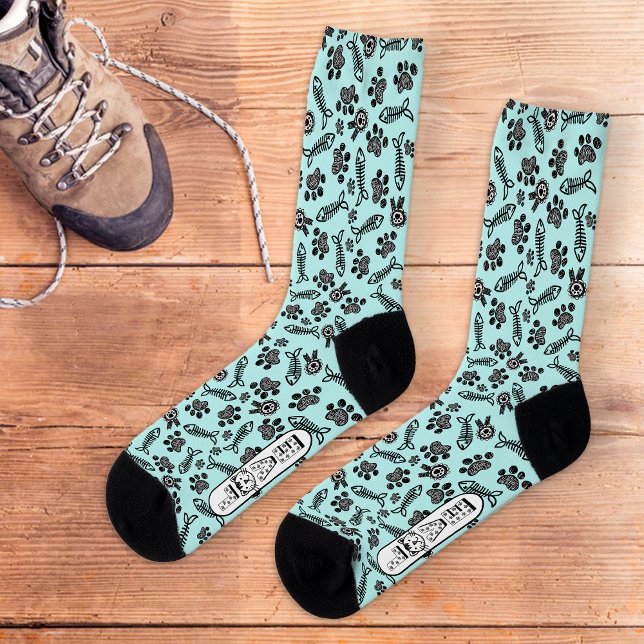 Funny Blue Cute Kawaii Cat Lovers Socks (Creator Uploaded)