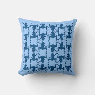 Funny Blue Dancing Kokopelli Cushion