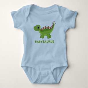 Funny Blue Dinosaur Delight Roarsome Personalised Baby Bodysuit