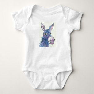 Funny Blue Donkey Baby Bodysuit