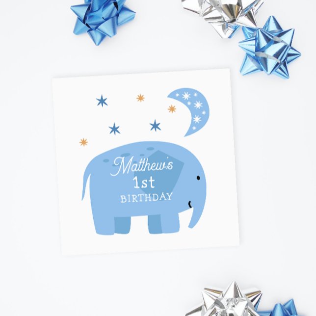 Funny blue elephant. Cute kids / baby boy birthday Napkin (Creator Uploaded)